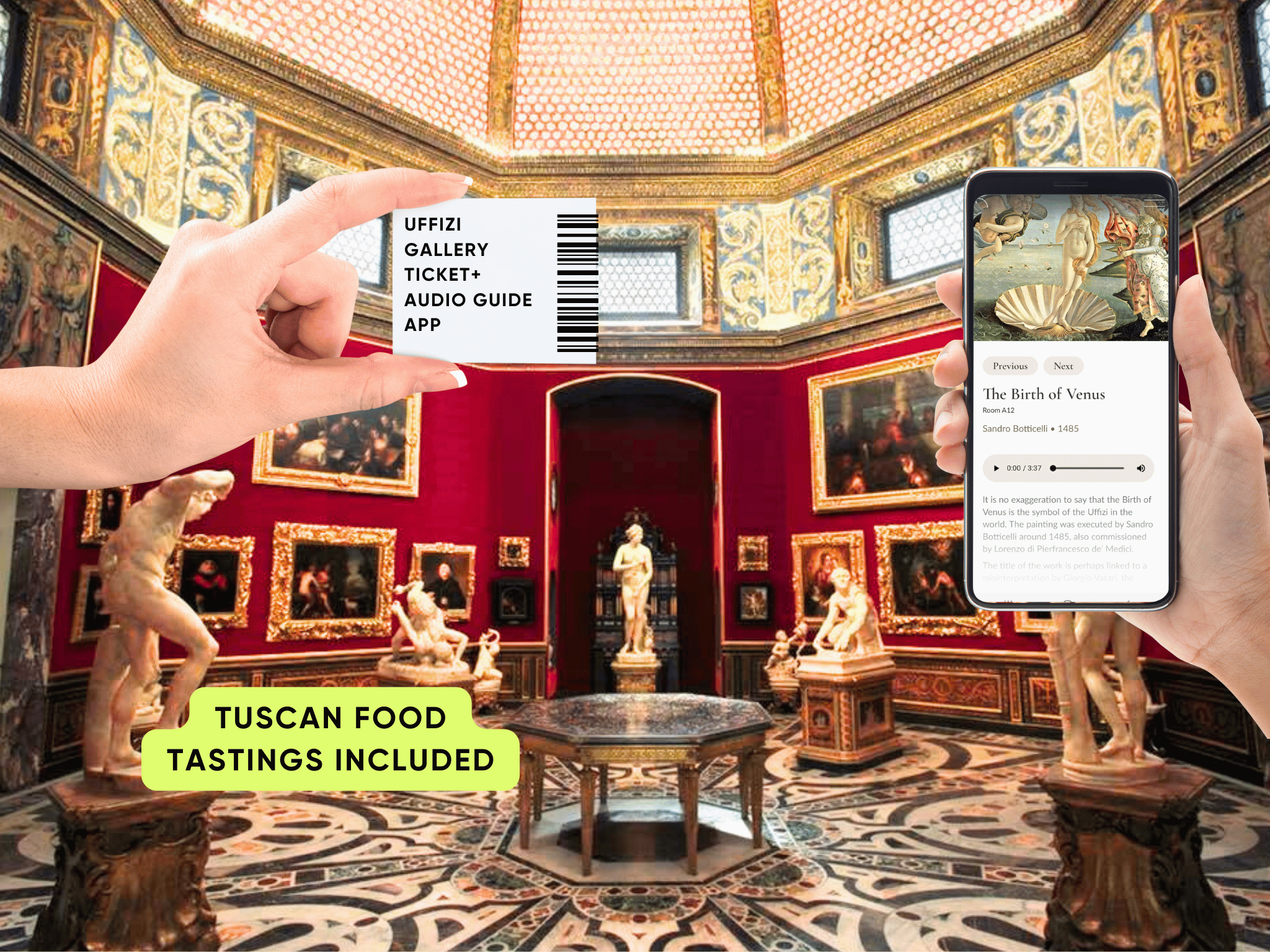 フィレンツェウフィッツィ優先チケット＆名画オーディオアプリ